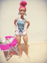 Accesorios para muñecas, 4 artículos = 2 bañadores, Bikini + 1 SILLA DE PLAYA + 1 anillo de natación inflable, ropa para muñecas Barbie, conjunto de juguetes para niños