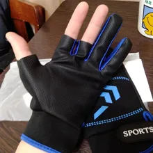 Guantes de pesca antideslizantes para hombre y mujer, protección para pesca al aire libre, SBR, 3 dedos, medio dedo, 1 par