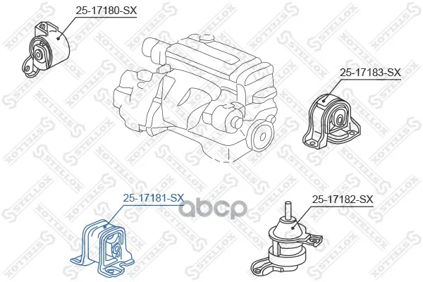 25-17181-Sx_подушка Двигателя Передняя! Honda Accord Cf3/Cf4/Cf5/Cl1/Cl3 1998-2002 Stellox 2517181sx Stellox арт. 2517181SX