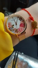 Reloj de pulsera de acero inoxidable con flores para mujer, pulsera femenina de lujo