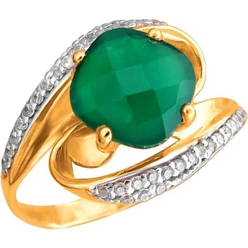 

Esthete ring with agate and cubic zirconia silver with gilding