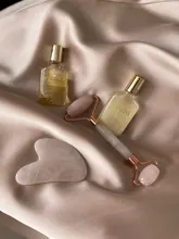 Gua Sha-Rodillo de Jade de cuarzo rosa Natural, masajeador corporal Facial, conjunto de piedra de Jade, herramienta de masaje de belleza para estiramiento Facial