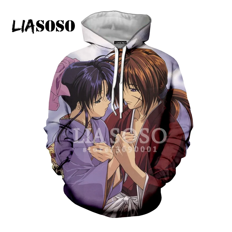 18 LIASOSO 3D принт унисекс аниме бродяга Кэнсин HIMURA KENSHIN толстовки с капюшоном Кофты Повседневная Хип Хоп молодежная одежда X2749 - Цвет: 18