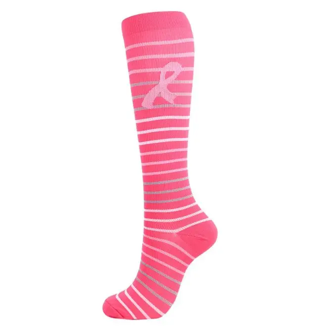 stripes pink Новые цветные носки с лентами, компрессионные носки, поддерживающие носки с логотипом, спортивные носки беговые футбольные носки - Цвет: stripes pink