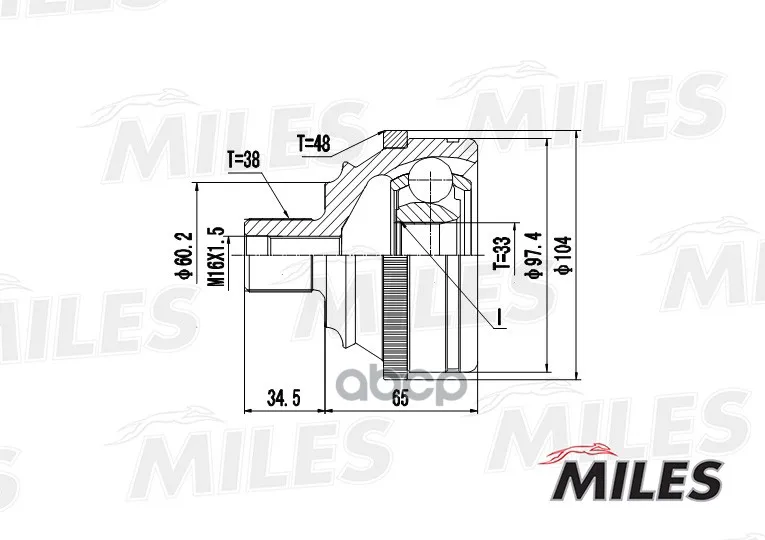 Шрус Vw Transporter Iv 1.8-2.5 90-03 Нар. Abs Miles Ga20527 Miles арт. GA20527