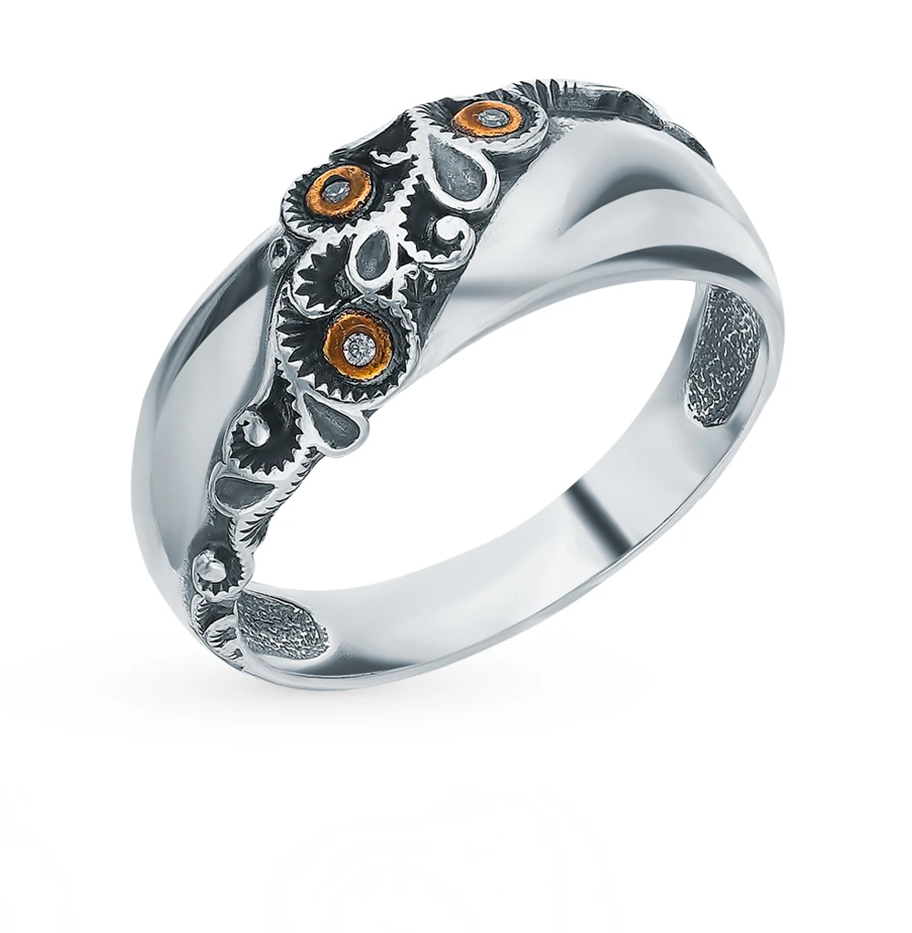 Серебряное кольцо с фианитами SUNLIGHT проба 925