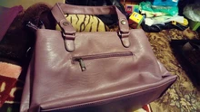 KMFFLY-Bolso de hombro de cuero para mujer, bandolera de gran capacidad, informal, negro/rojo