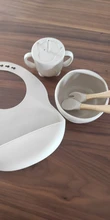 5Pcs/1 Conjunto bebé de silicona alimentación tazón vajilla impermeable cuchara antideslizante vajilla libre de BPA silicona platos para bebé vajilla