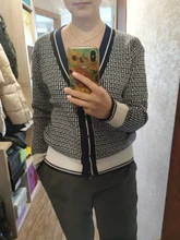 Oversize Cardigans Sweaters Checkered Plaid Colorfaith Fashionable Womens Spring Knitting