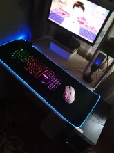 Alfombrilla de ratón para juegos con luz LED RGB, cubierta de teclado grande, Base de goma antideslizante, Alfombra de escritorio para ordenador, alfombrilla de ratón del juego