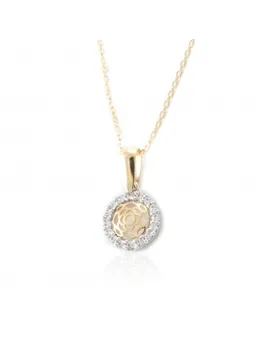 

Pendant bicolor Round fretwork with orla in circon