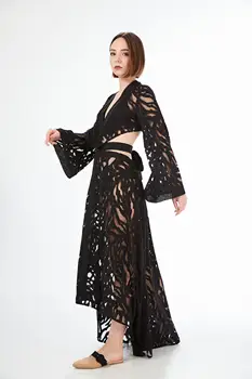 

Women & Women Black Jacquard Dress Kimono