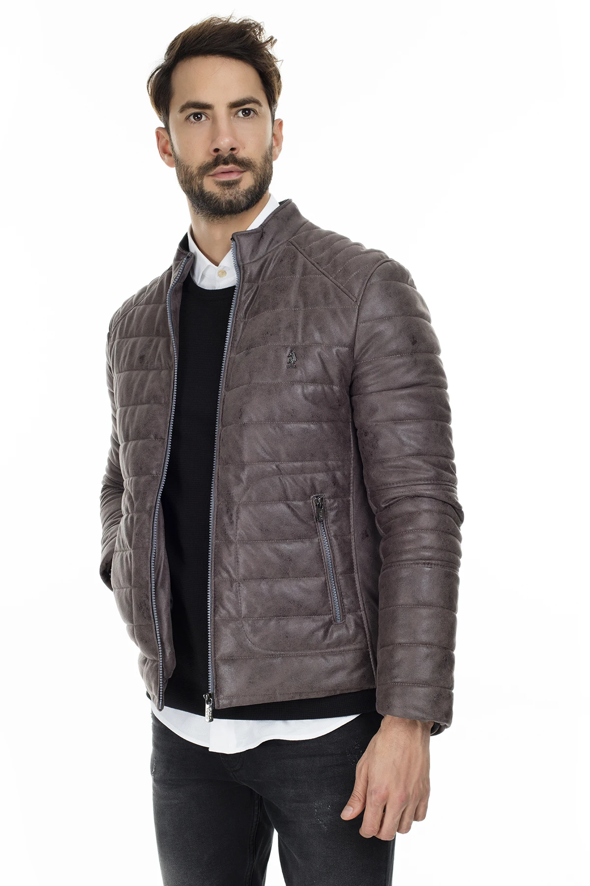 Мужская кожаная куртка U.S. Polo из искусственной кожи G081SZ035P01 P8017|Куртки