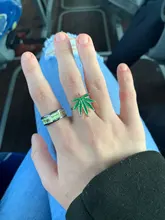 Anillo metálico de hoja de arce esmaltado para mujer, joyería de regalo para cumpleaños, tamaño 8