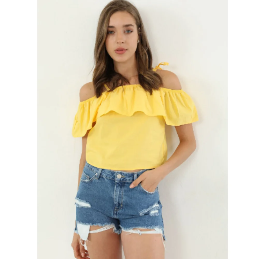 Blouse Strap Dress Women Sexy Shirt Zero Sleeve 2022 Yellow Green Design Tops Vintage S M L Size Solid Casual Office Fashion Trend Easy Wear Streetwear Spring Summer Special Occasion Valentines Gift Colorful