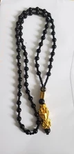 Pulsera de Feng Shui con cuentas de obsidiana, pulsera negra con abalorios de piedra obsidiana, con símbolo de Pixiu, pulsera de la buena suerte, para hombres y mujeres