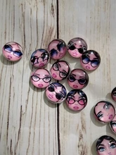 Botones a presión de 18mm para cara de niña, 10 Uds. Redondas mixtas, foto de cristal, cabujón, estilo para pulseras a presión de 18mm, regalo de joyería