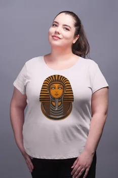 

Angemiel Wear Egyptian Pharaoh White Women Cotton Large Size T-Shirt