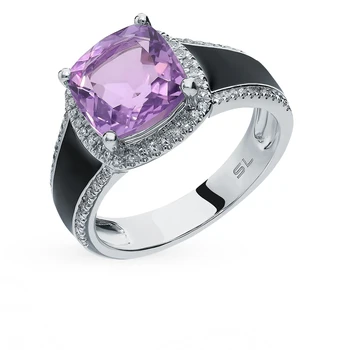 

Gold ring with amethyst, enamel and diamonds sunlight sample 585