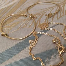 Tocona 4 unids/set moda Bohemia hoja de nudo mano brazalete enlace cadena encanto pulsera brazalete para las mujeres pulseras de oro joyería para mujer 6115