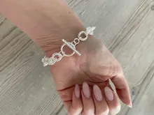 Los hombres y las mujeres de la pulsera de la plata esterlina 925 dije plateado a la moda pulsera regalo de la joyería