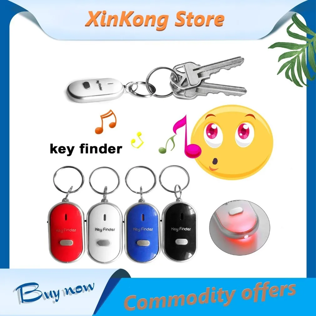 Auto-defensa LED de alarma localizador de llaves por silbido intermitente sonido Control alarma Anti-perdido Keyfinder de rastreador con llavero