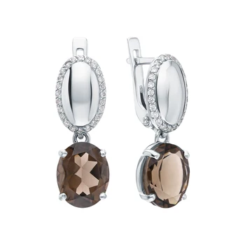 

Silver earrings with раухтопазами and cubic zirconia sunlight sample 925