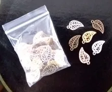 Colgantes de hojas de árbol de 17x9mm, 50 Uds., colgantes, collar, pulsera, tobillera, accesorios para fabricación de joyas, DIY