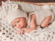 Sombrero de oso de peluche mohair hecho a mano + Pantalones cortos, accesorios de fotografía recién nacido