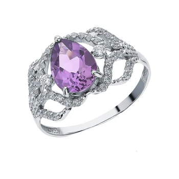 

Silver ring with amethyst and cubic zirconia sunlight sample 925