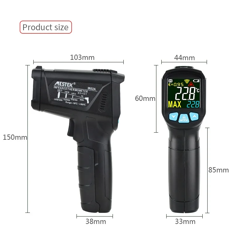 

MESTEK IR02B Infrared Thermometer Non-Contact Temperature Meter Gun Handheld Digital LCD Outdoor Laser Pyrometer IR Thermometer