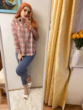 KarSaNy Boyfriend Oversized Shirt Plaid For Women Blouses And Tops Spring Loose Plaid