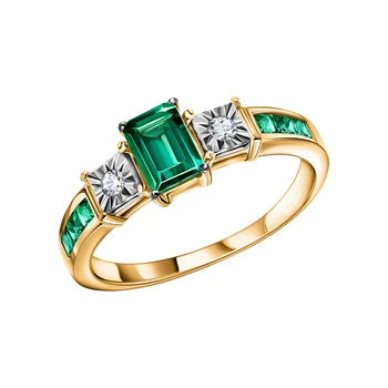 

Gold ring with emeralds and diamonds sunlight sample 585