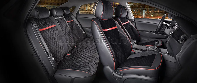 Комплект Накидок Carfashion для автомобиля &quotBARCELONA PLUS&quot черный/черный/красный/ |