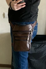 Bolsa cartuchera de cuero genuino para hombre, bolso cruzado, riñonera cinturón, cadera, viaje, motocicleta, bandolera mensajero