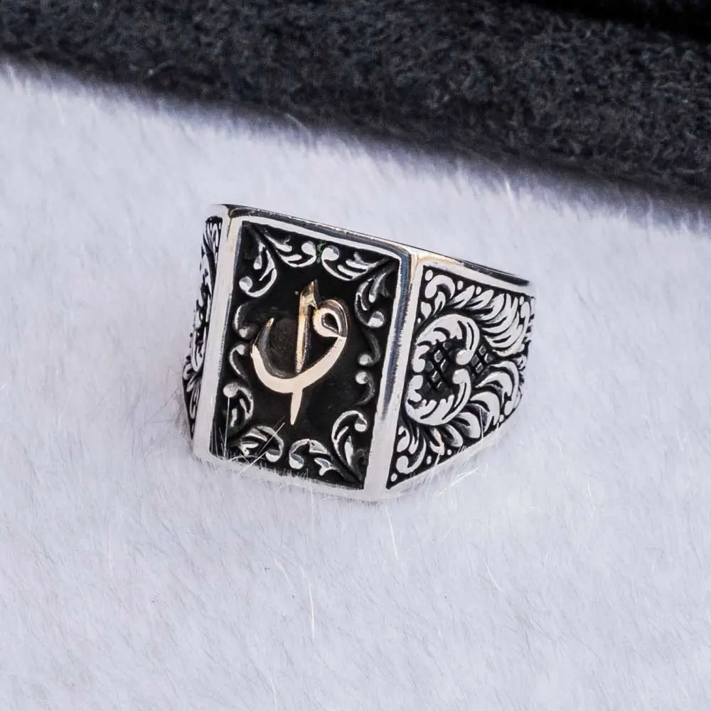 925 пробы серебро Aleph Vav с значком мужское кольцо