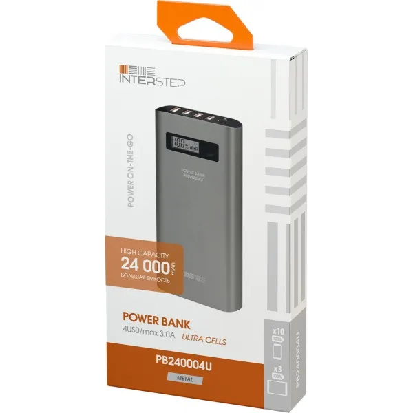 Interstep Внешний аккумулятор PB240004U мАч, 4USB/3A, Li-Ion SPG