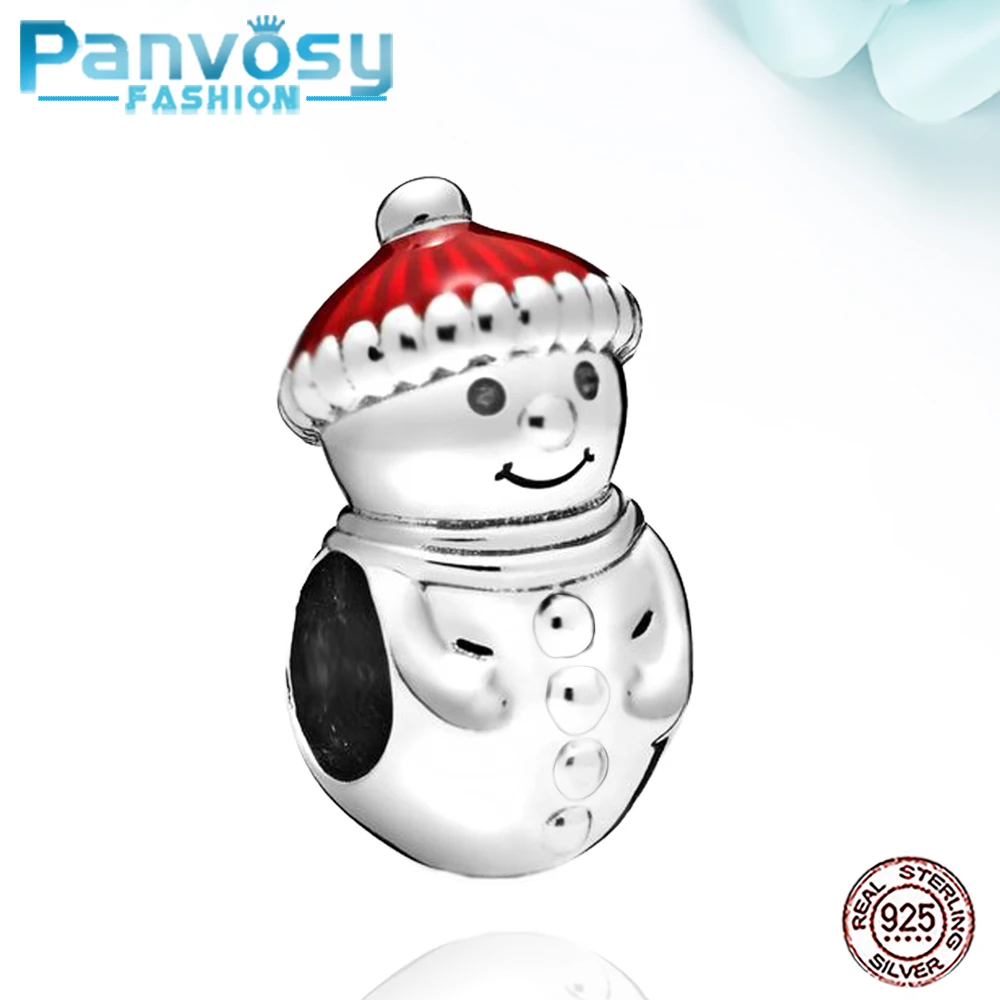 

2020 Cute Snowman Sterling Silver 925 Bead Fit Pandora Charms Silver 925 Original Bracelets Jewelry Making Charm Beads DIY Gift