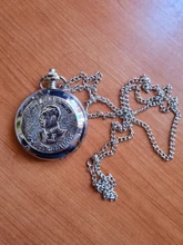 Reloj de bolsillo de cuarzo para hombres y mujeres, cadena colgante de plata, relojes para regalo, Retrato del líder de Rusia
