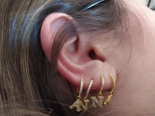 Pendientes de aro de Plata de Ley 925 con 26 letras para mujer, colgante de circonia cúbica con inicial de nombre y letras, 1 unidad