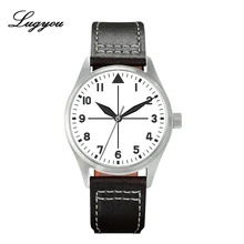 Lugyou San Martin Pilot Men Watch Automatic Stainless Steel 20ATM Leather Strap 39mm Sapphire Waterproof White Face Super Lum