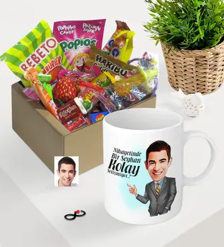 

Personalized Mr Easy Grow Caricature Of Nostalgic tastes And Mug Seti-2 Fun Memories Name Lettering Souvenir gift