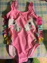 Bañador de una pieza para niñas de 2 a 14 años, traje de baño con volantes de flamenco, unicornio, 2021