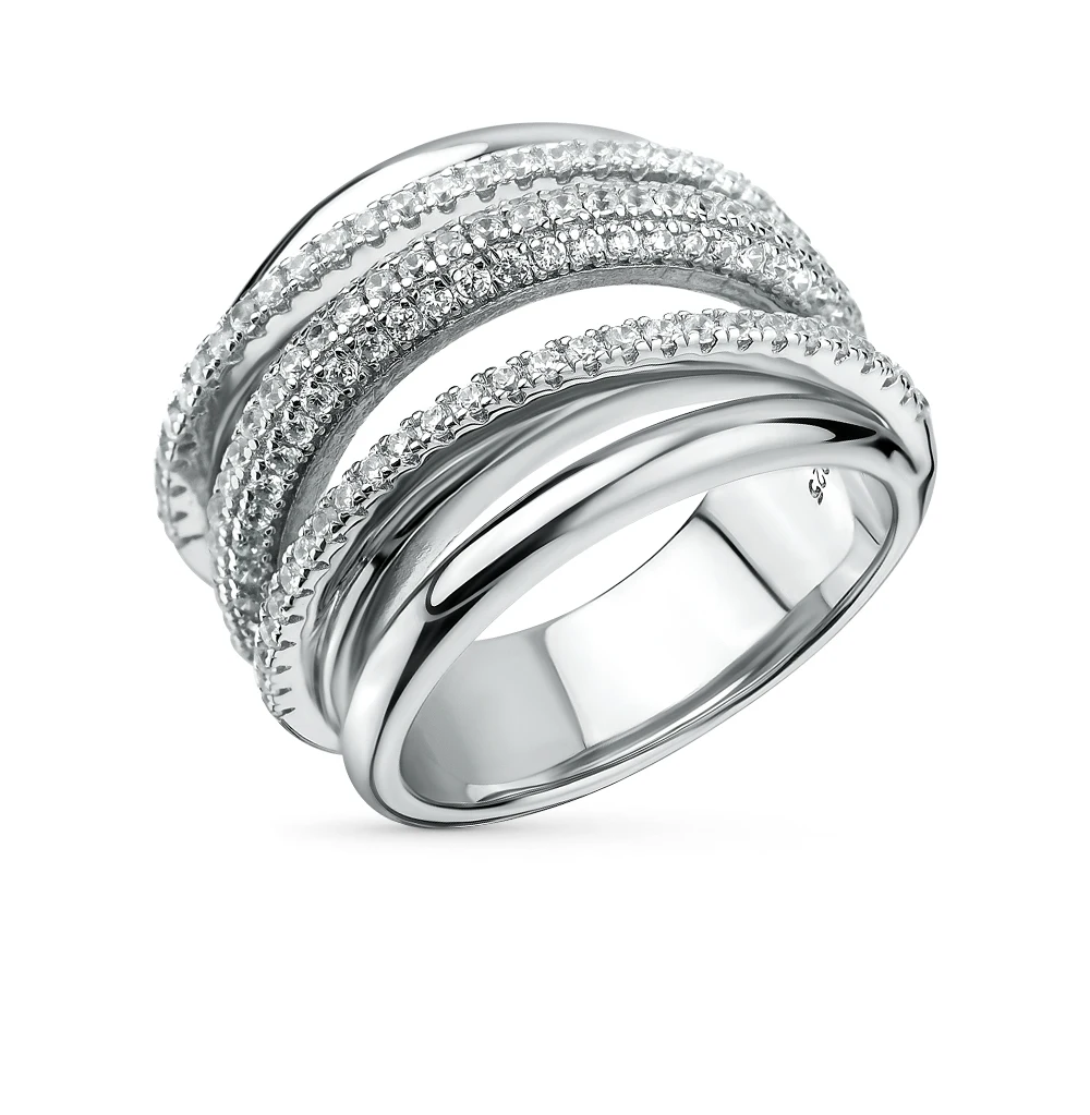 Серебряное кольцо с фианитами SUNLIGHT проба 925