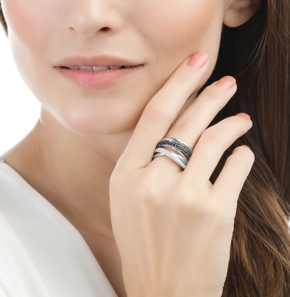 Silver ring with cubic zirconia SUNLIGHT test 925