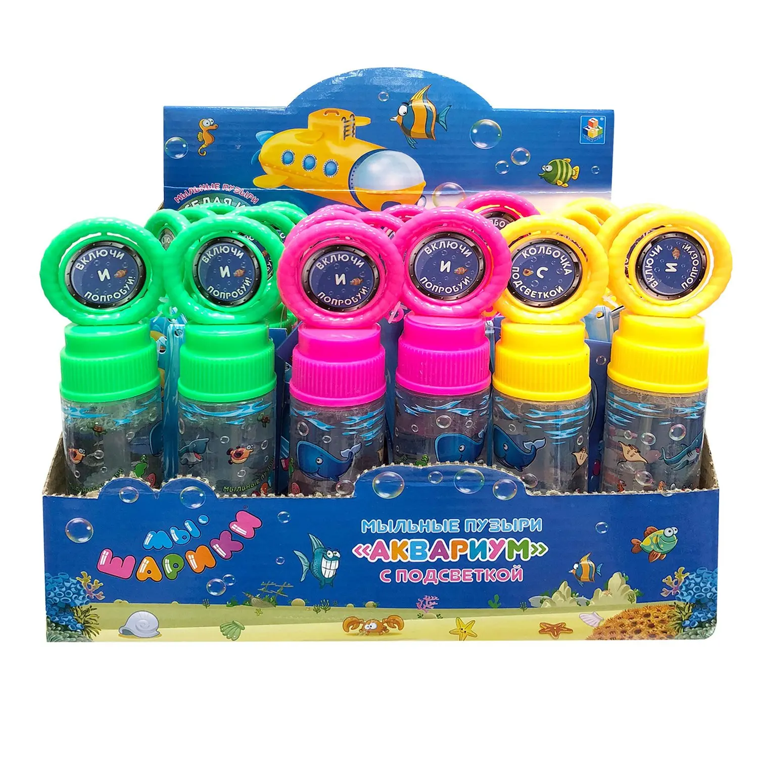 Мыльные пузыри 1TOY Аквариум игра + фонарик 50 мл