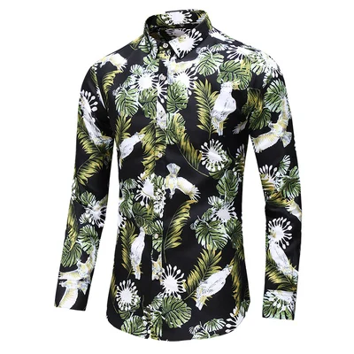 5XL 6XL 7XL рубашка мужская Осенняя Новая модная рубашка с длинными рукавами и принтом для мужчин Повседневная Деловая офисная рубашка больших размеров - Цвет: 05-730