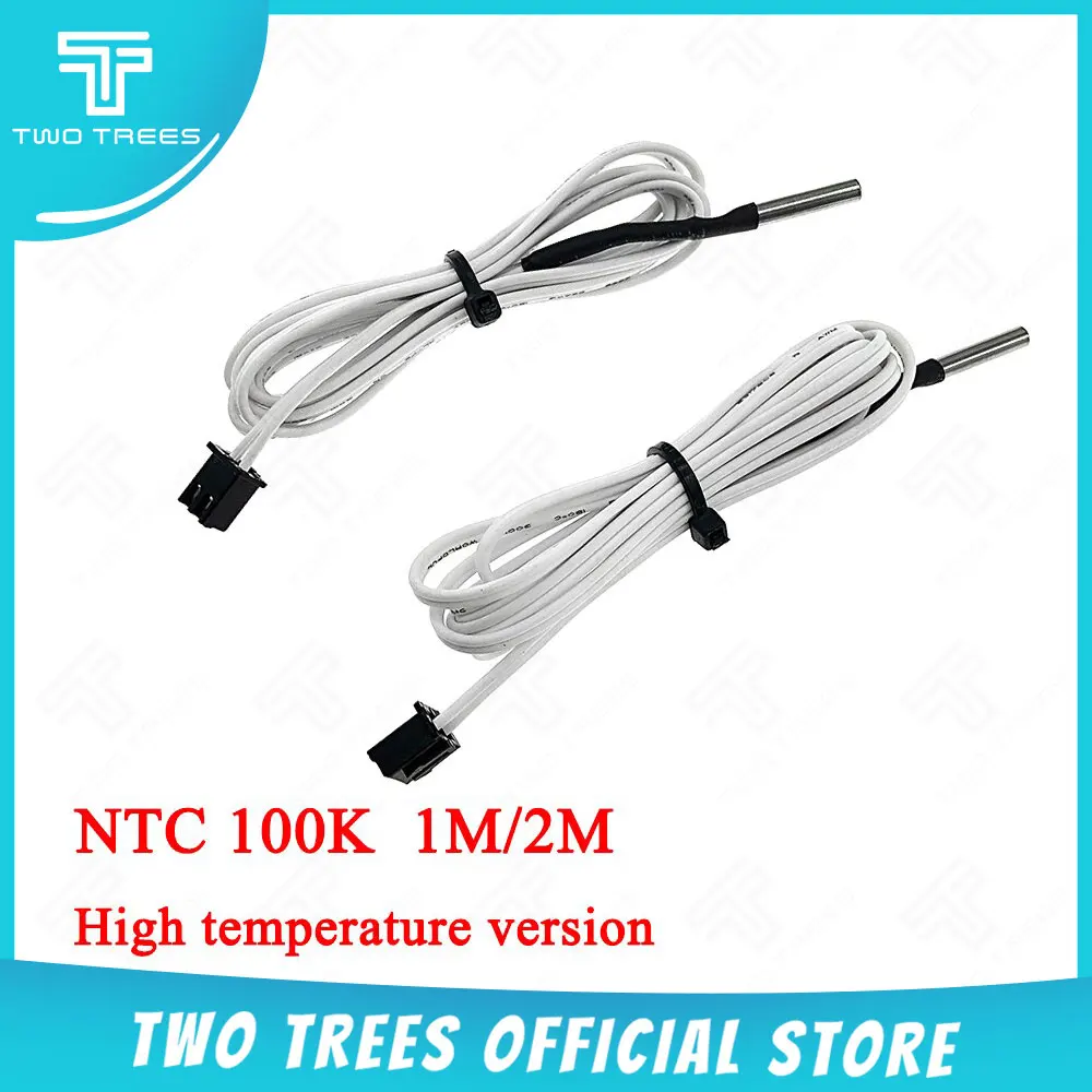 RLECS 5-Pack 3D Printer Thermistors Temperature Sensor NTC 3950 100K with 1M Cable /& 2Pin Head Connector for RepRap 3D Printers Heatbed Hot End Mendel Prusa J-Head