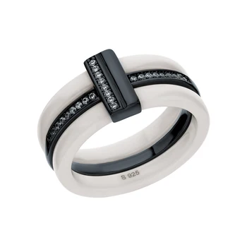 

Silver ring with ceramics and cubic zirconia sunlight sample 925