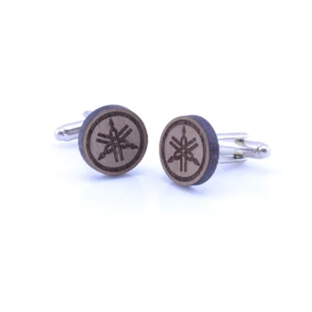 

MOTORCYCLE laser cut made up handmade wood hickory tree cufflinks with logo laser cutting made up handmade wood hickory tree 16x22mm